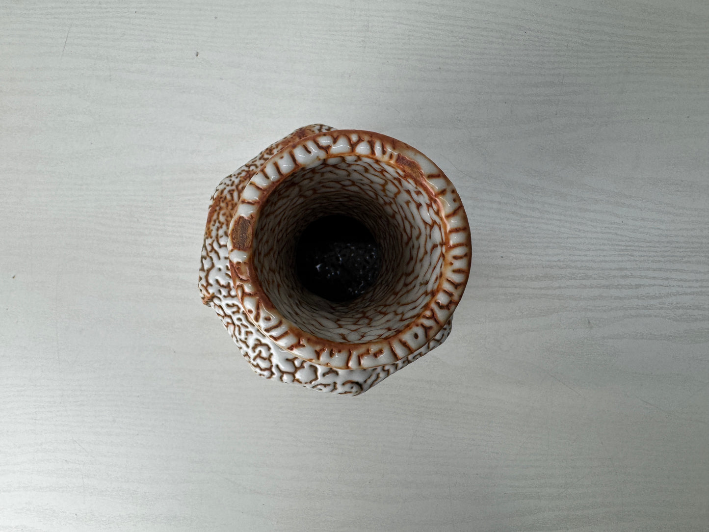 Y10046 FLOWER VASE Shino-ware signed box Japan antique ikebana floral decor