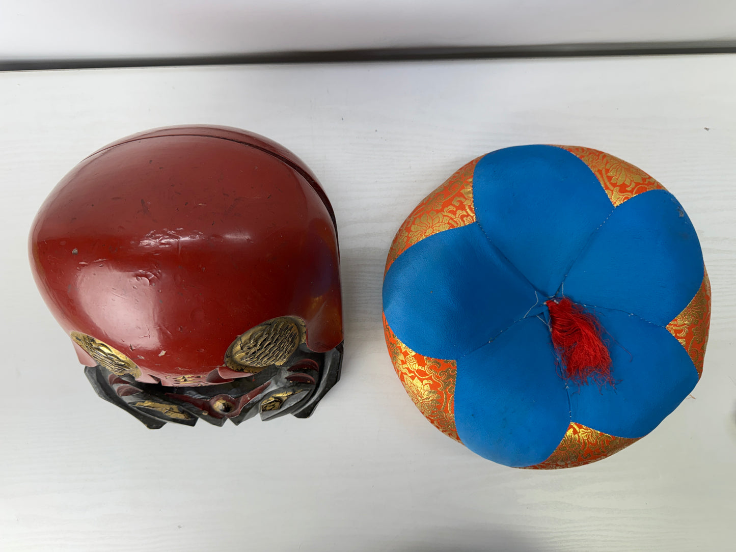Y10048 MOKUGYO vermilion-lacquered Buddhist Monk Instrument signed Japan antique