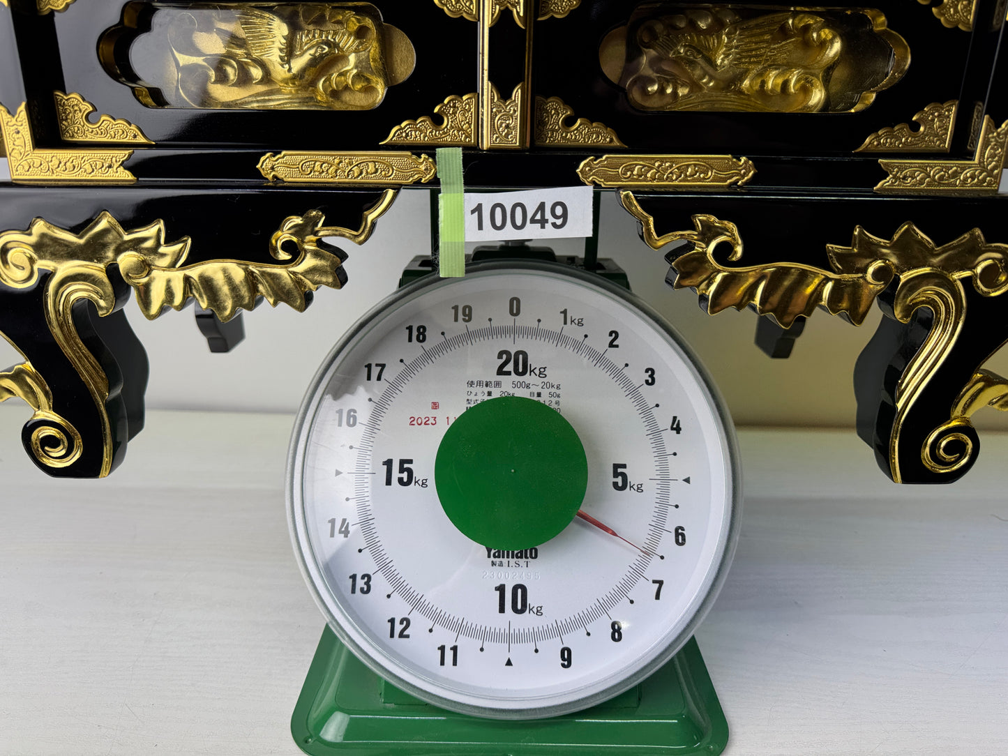 Y10049 Buddhist Altar Equipment Black lacquer Gold leaf Japan antique Buddhism