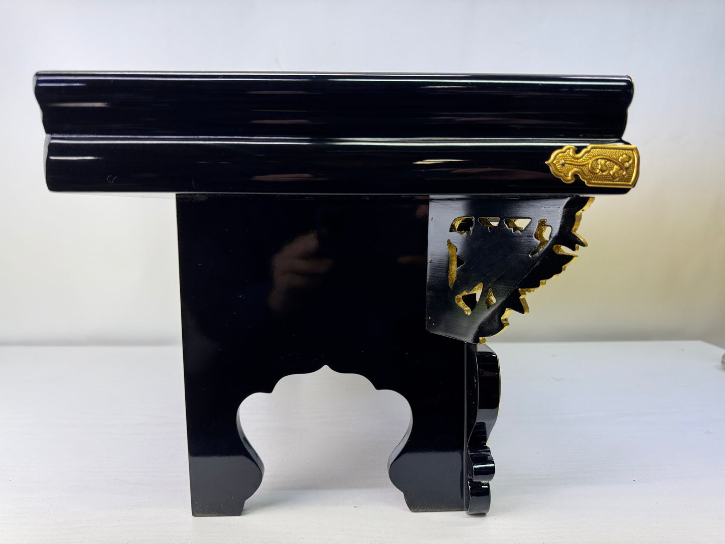 Y10049 Buddhist Altar Equipment Black lacquer Gold leaf Japan antique Buddhism