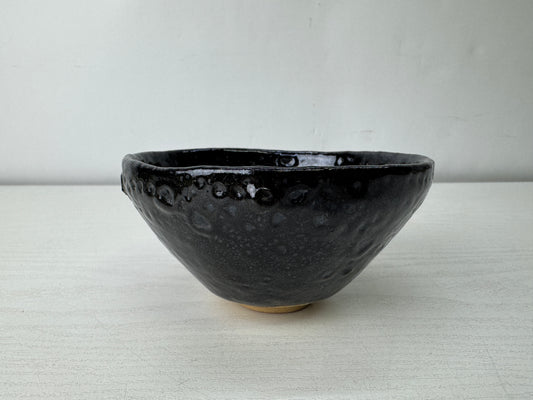 Y10051 CHAWAN Mino-ware Tenmoku black bowl signed Japan antique tea ceremony cup