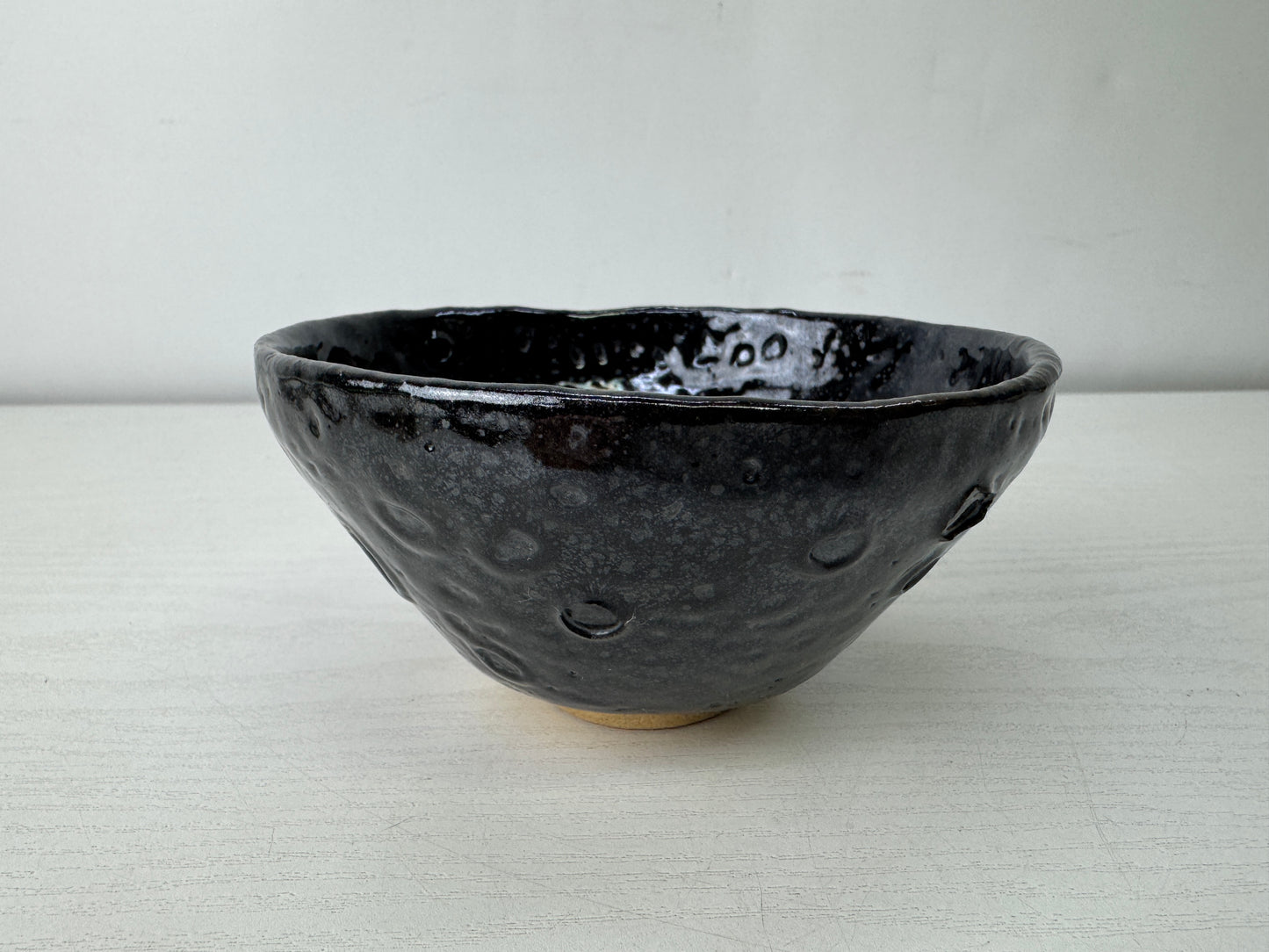 Y10051 CHAWAN Mino-ware Tenmoku black bowl signed Japan antique tea ceremony cup