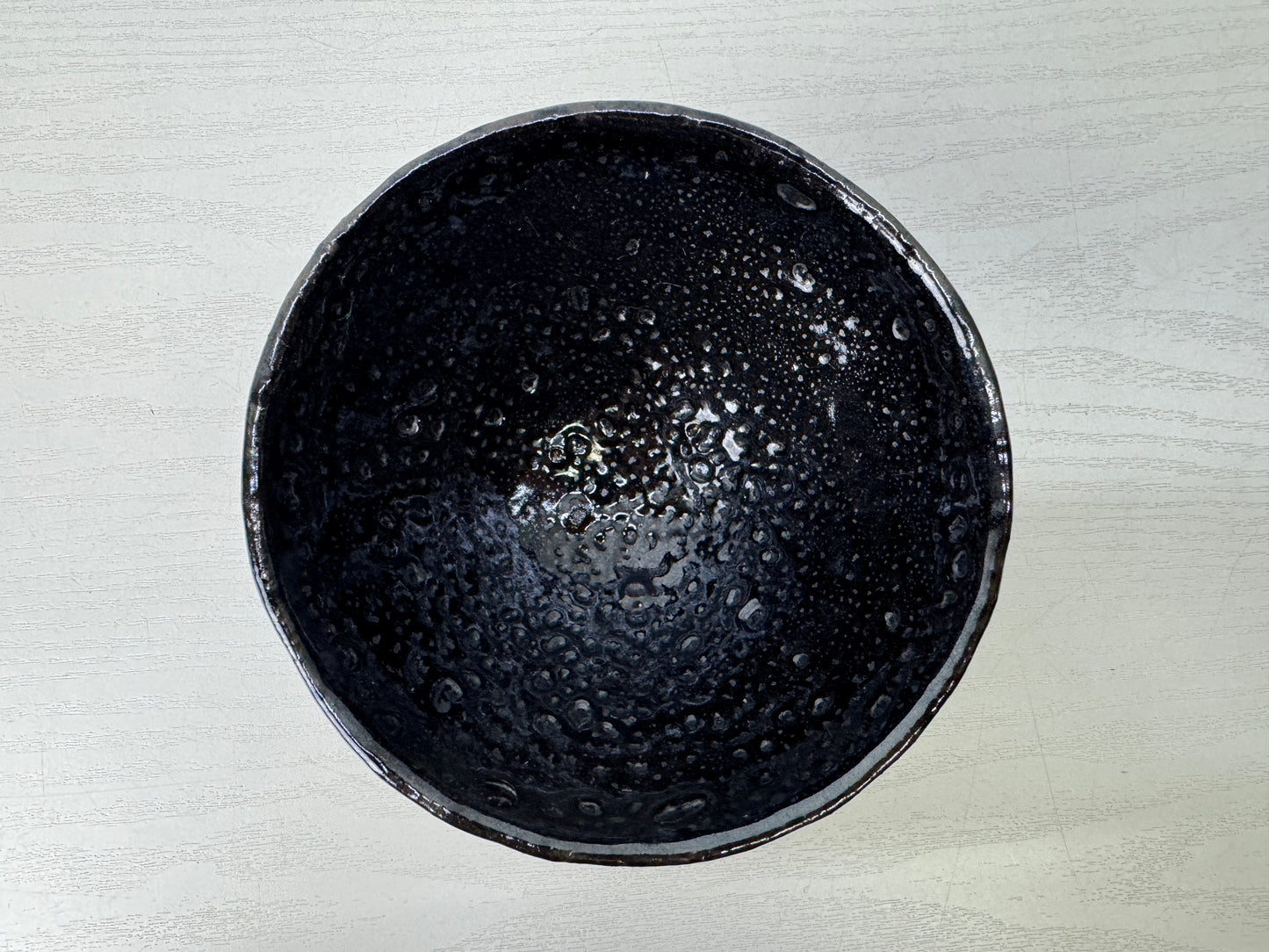 Y10051 CHAWAN Mino-ware Tenmoku black bowl signed Japan antique tea ceremony cup