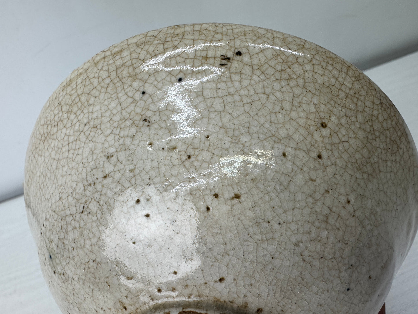 Y10053 CHAWAN Seto Karatsu flat bowl Japan antique tea ceremony pottery cup