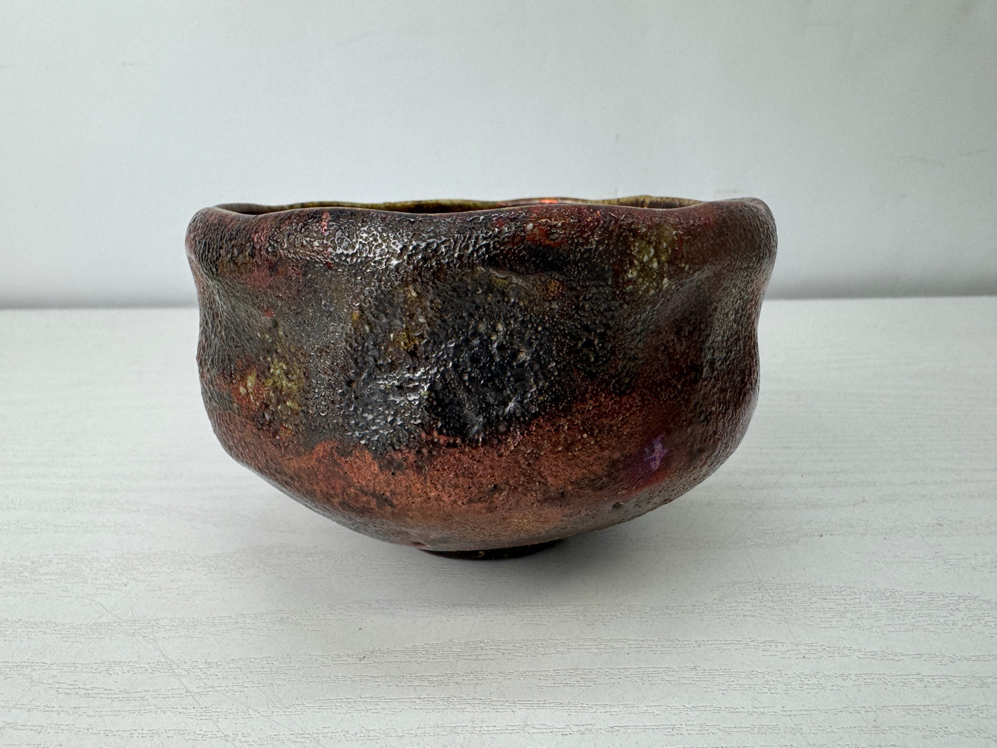Y10055 CHAWAN Raku-ware kintsugi bowl signed Japan antique tea ceremony pottery
