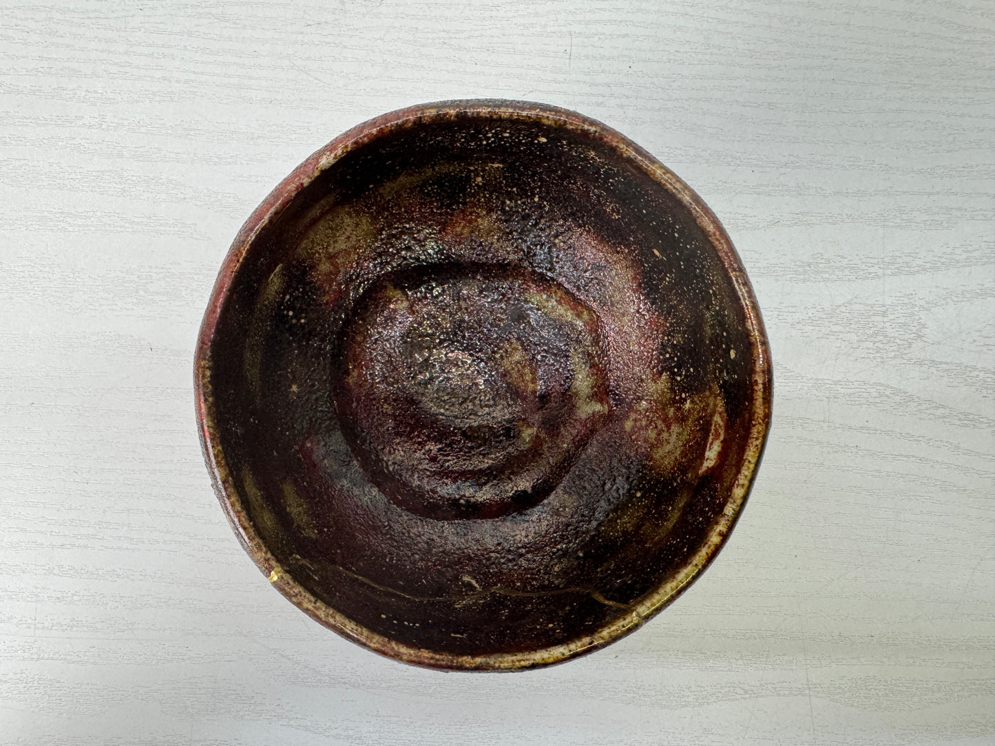 Y10055 CHAWAN Raku-ware kintsugi bowl signed Japan antique tea ceremony pottery