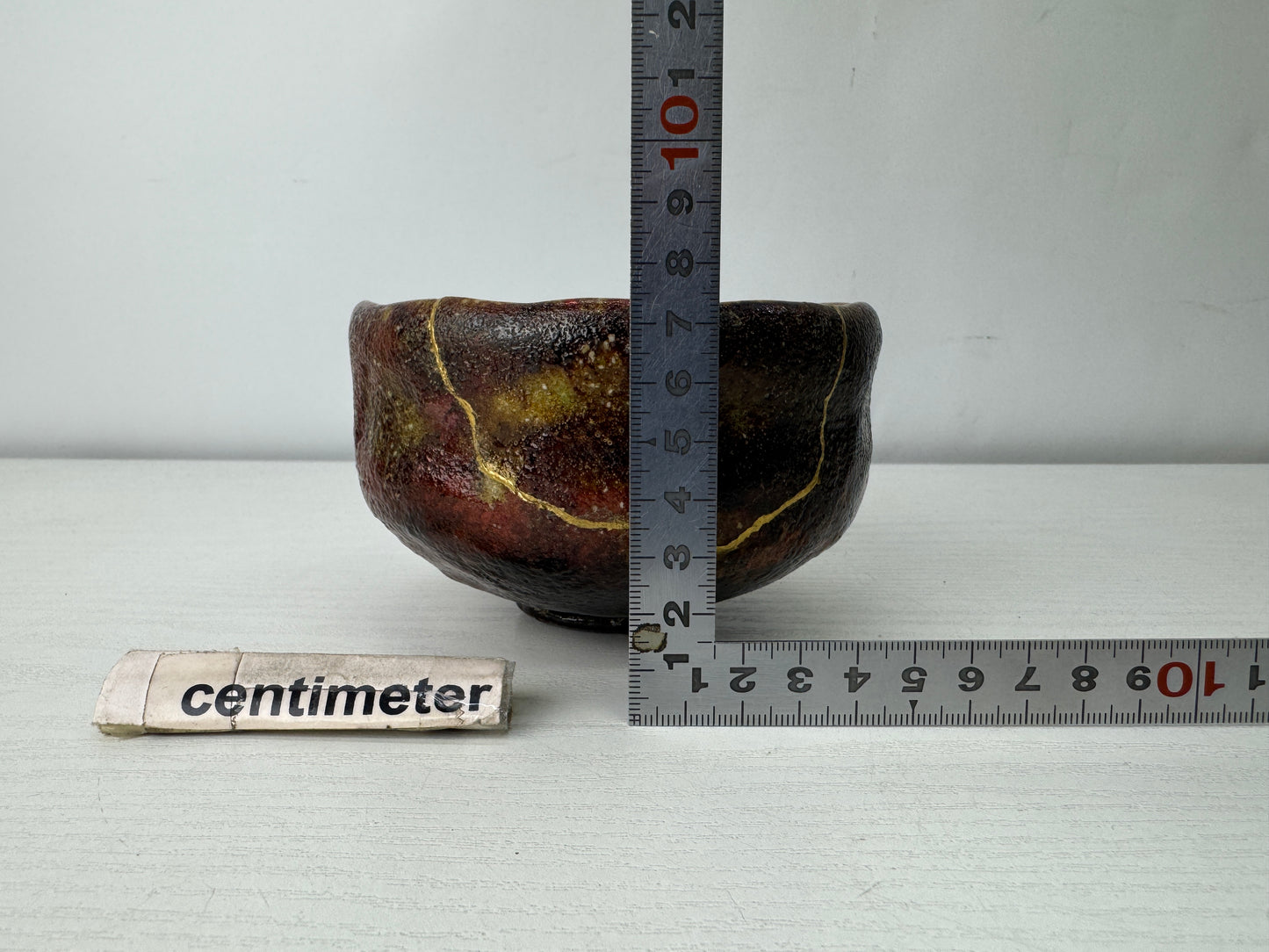 Y10055 CHAWAN Raku-ware kintsugi bowl signed Japan antique tea ceremony pottery