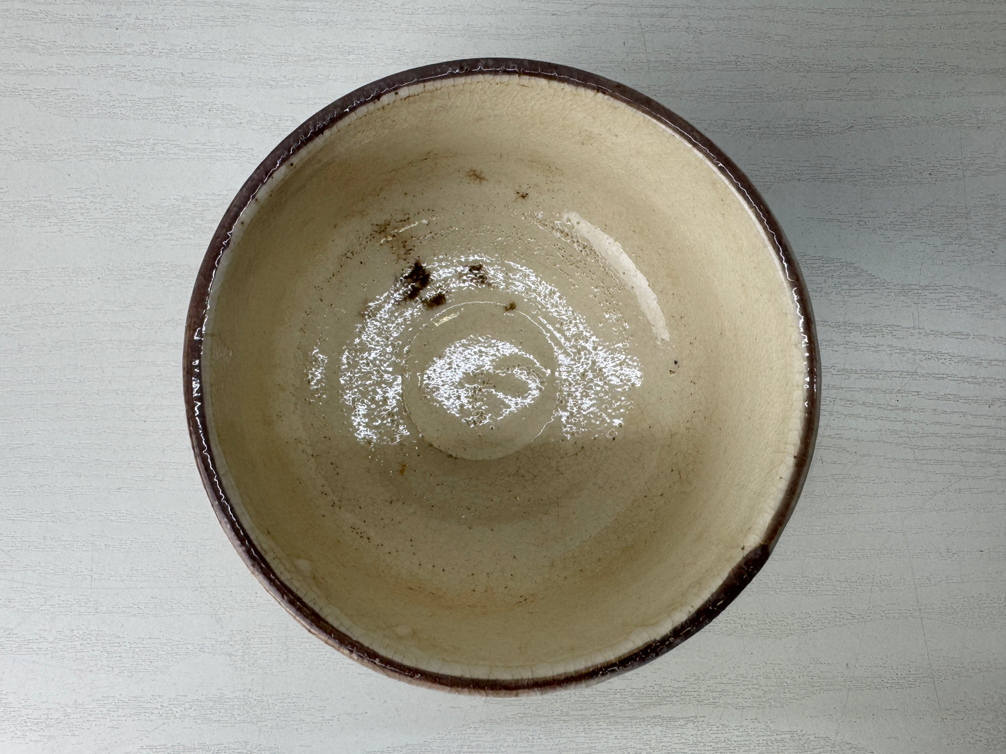Y10061 CHAWAN Mino-ware bowl signed box Japan antique tea ceremony pottery cup