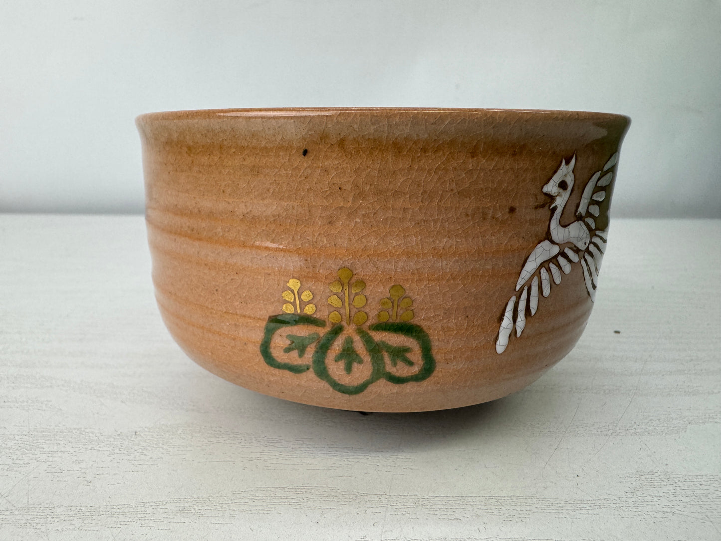 Y10063 CHAWAN Kyo-ware bowl signd box Japan antique tea ceremony pottery cup