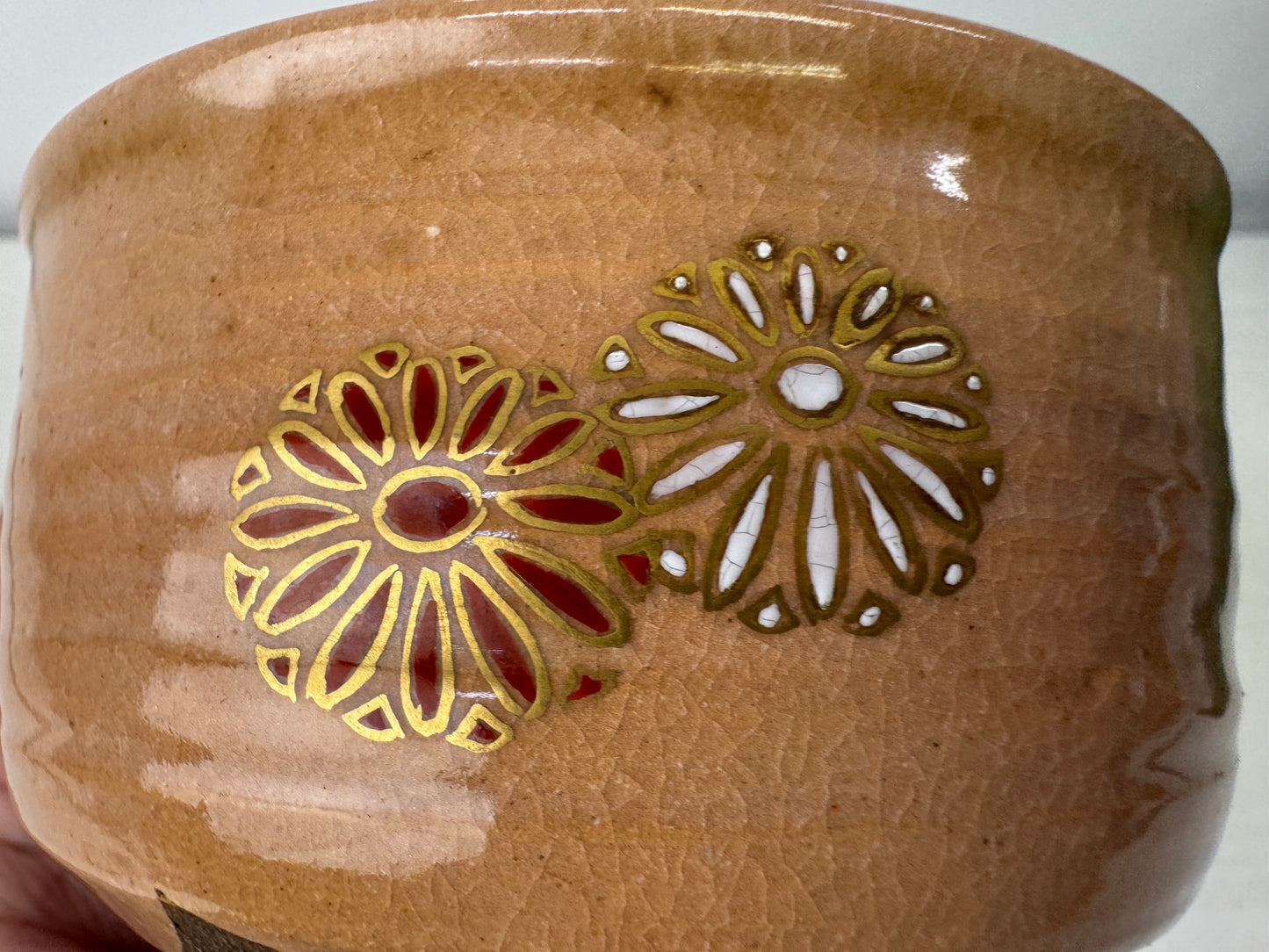 Y10063 CHAWAN Kyo-ware bowl signd box Japan antique tea ceremony pottery cup