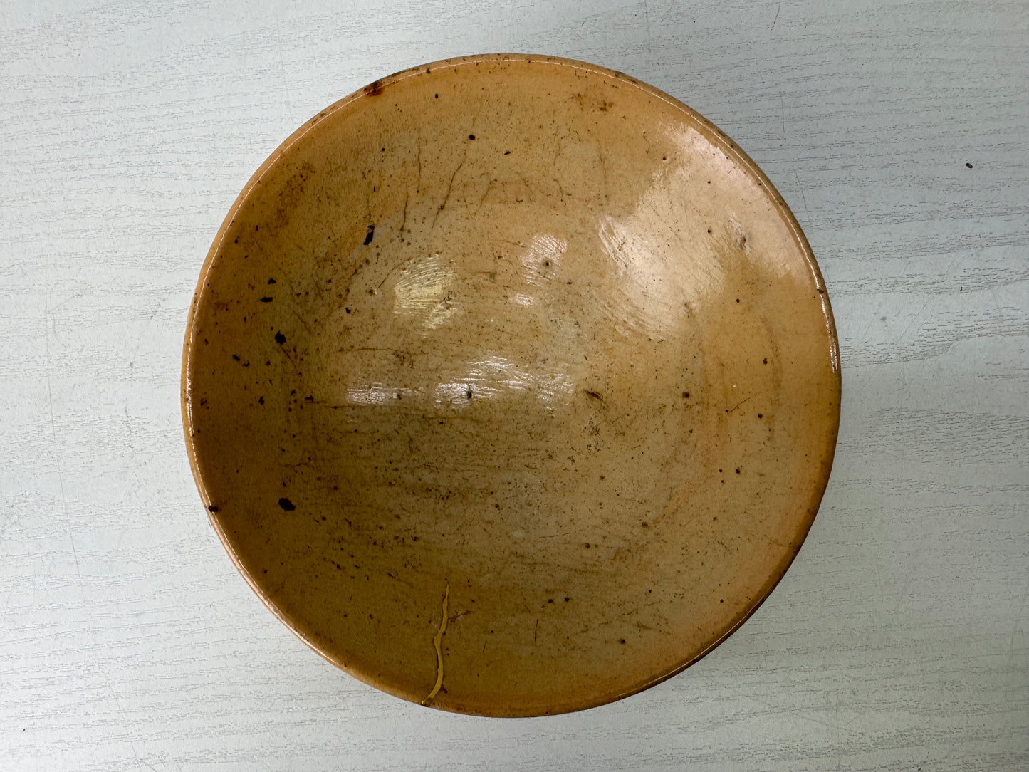 Y10064 CHAWAN Sasashima-ware flat bowl signed box Japan antique tea ceremony cup