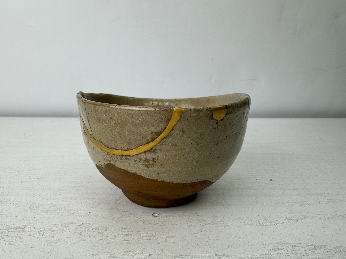 Y10065 CHAWAN Karatsu-ware kintsugi bowl box Japan antique tea ceremony pottery