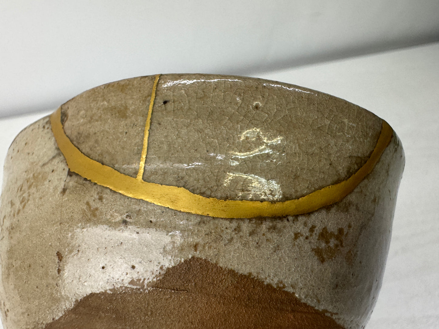 Y10065 CHAWAN Karatsu-ware kintsugi bowl box Japan antique tea ceremony pottery