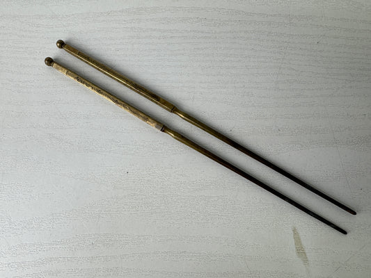 Y10087 HIBASHI Copper chopsticks fire tongs Japan Tea Ceremoy utensils antique