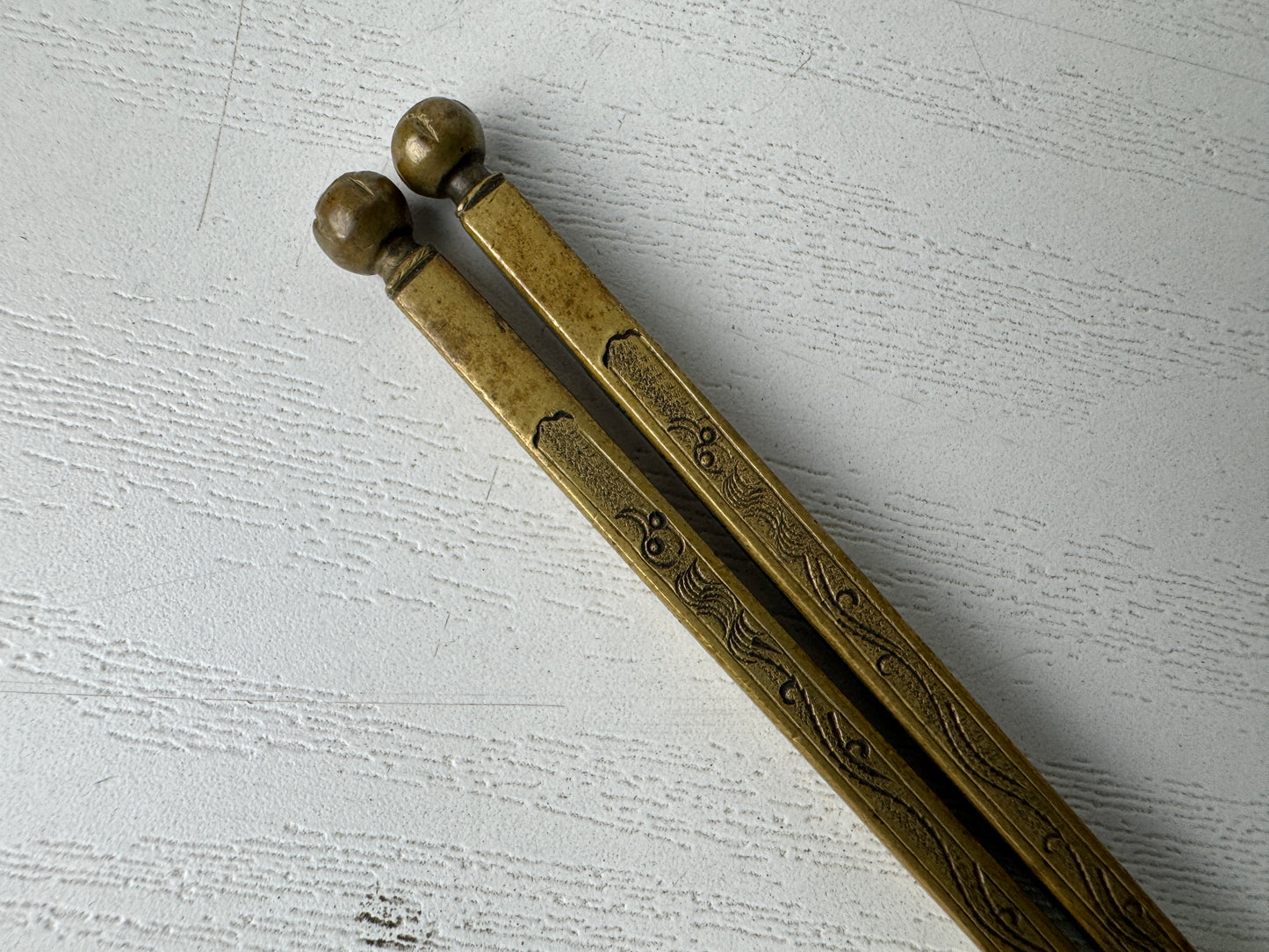 Y10087 HIBASHI Copper chopsticks fire tongs Japan Tea Ceremoy utensils antique