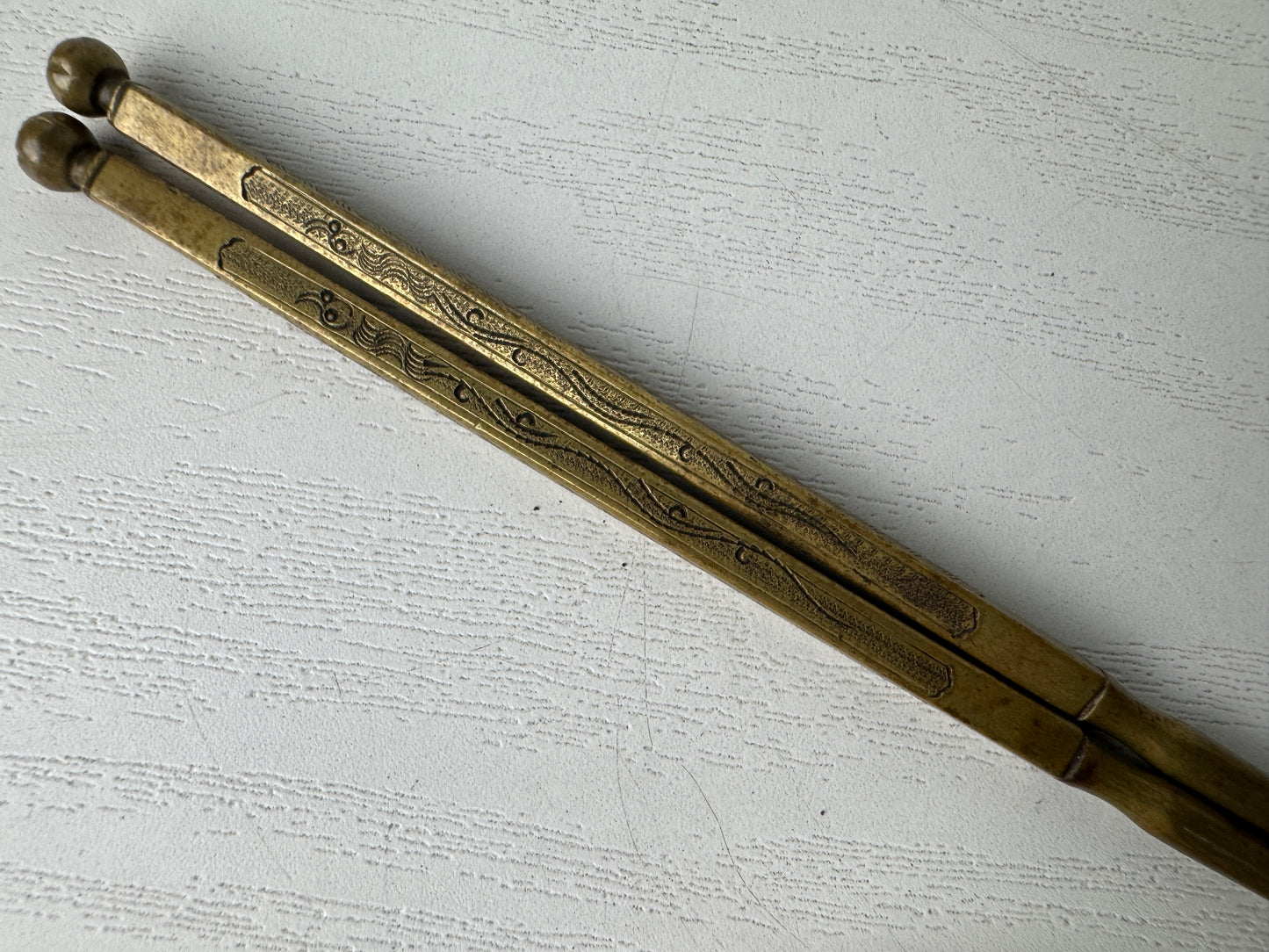 Y10087 HIBASHI Copper chopsticks fire tongs Japan Tea Ceremoy utensils antique