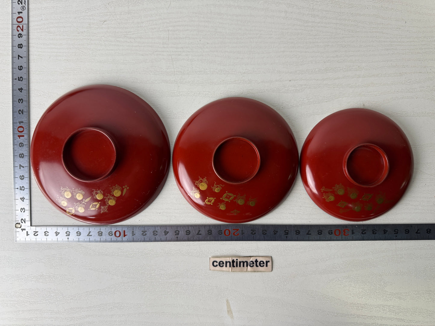 Y10088 CHAWAN Seven Lucky Gods Makie three-tiered Sake cup Japan antique alcohol