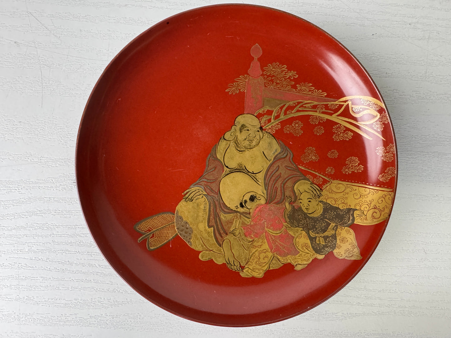 Y10088 CHAWAN Seven Lucky Gods Makie three-tiered Sake cup Japan antique alcohol