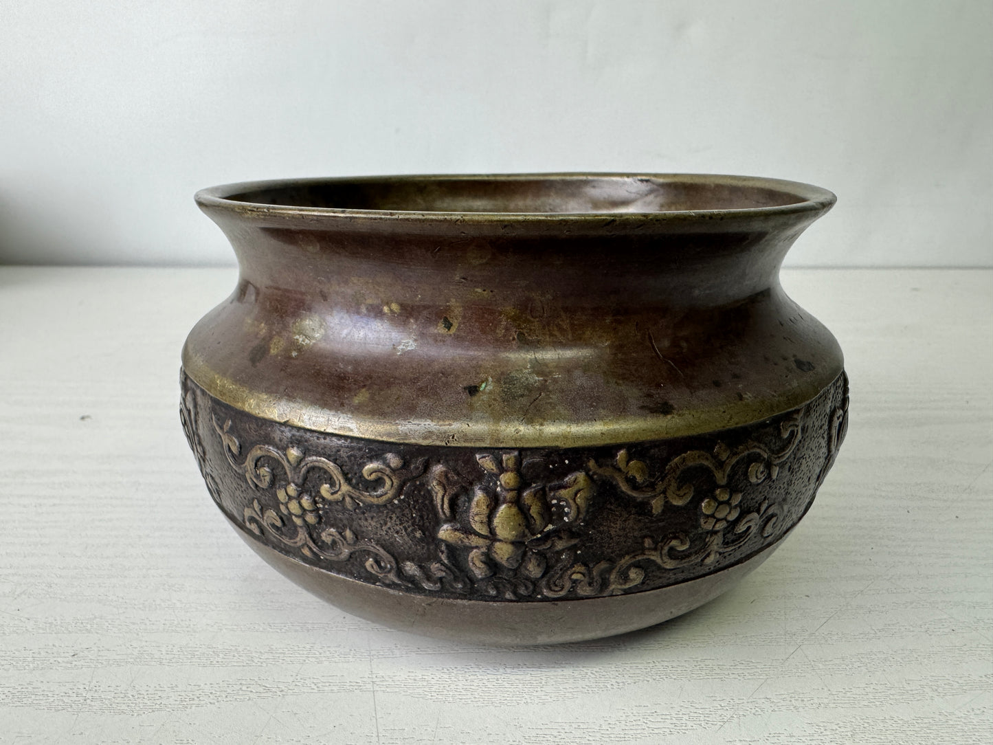 Y10089 KENSUI copper Water pot container Japan antique tea ceremony utensils