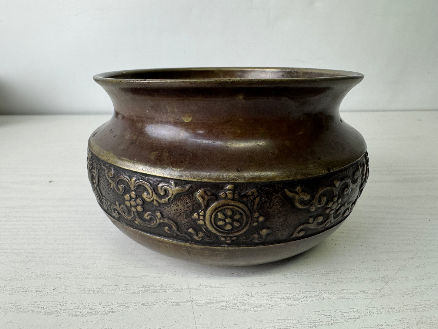 Y10089 KENSUI copper Water pot container Japan antique tea ceremony utensils