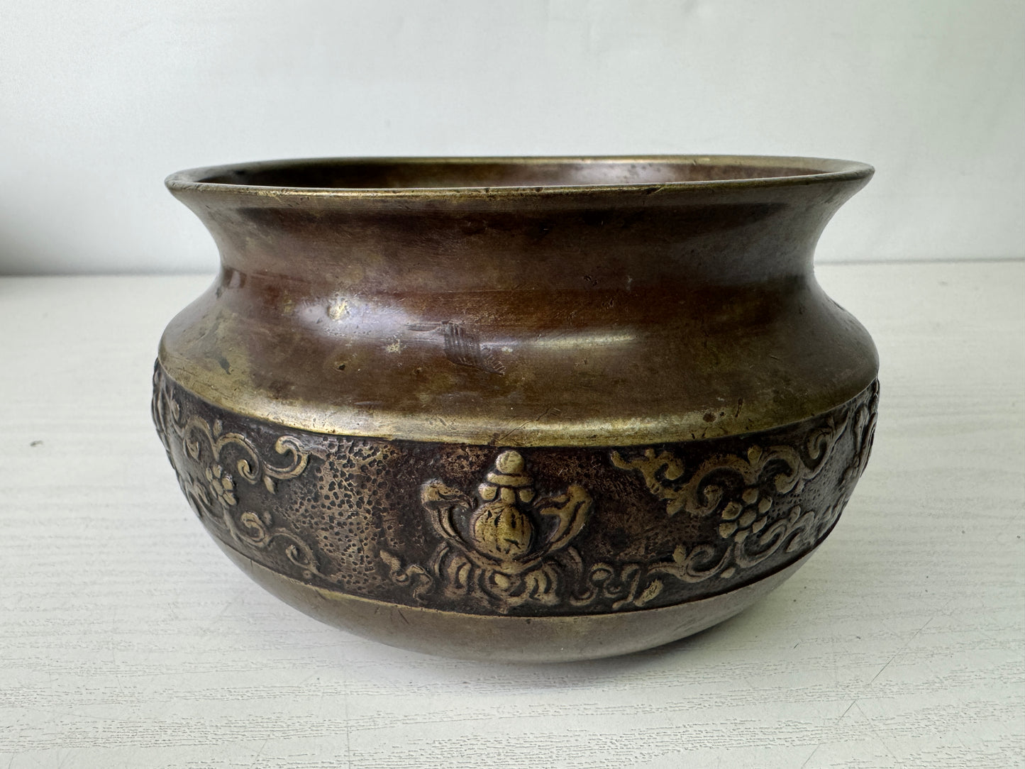 Y10089 KENSUI copper Water pot container Japan antique tea ceremony utensils