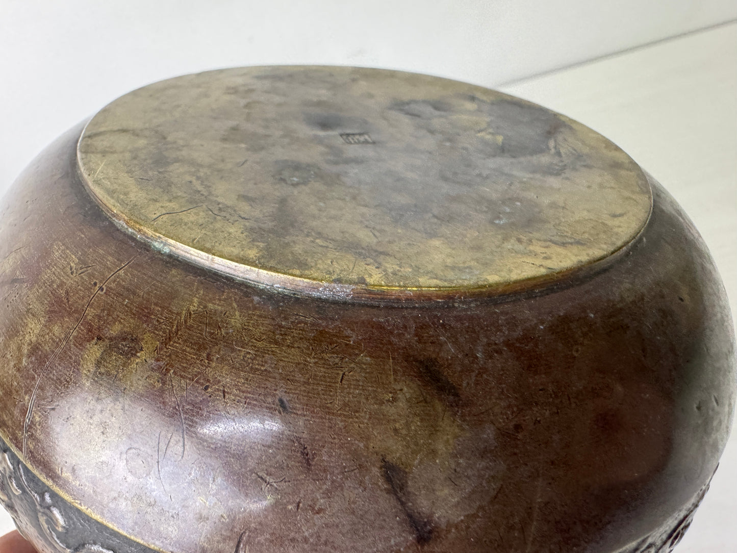 Y10089 KENSUI copper Water pot container Japan antique tea ceremony utensils