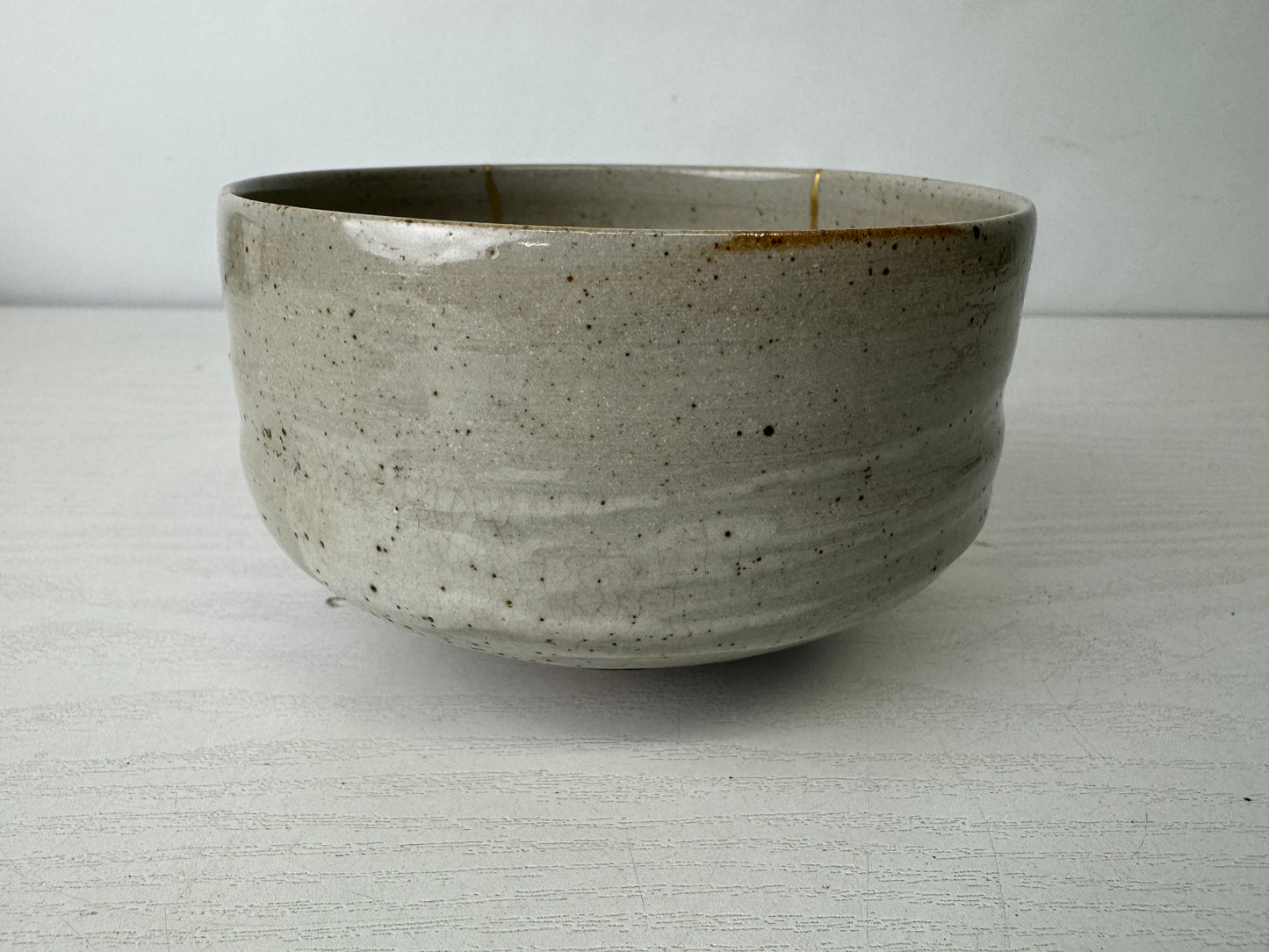 Y10090 CHAWAN Akogi-ware kintsugi bowl signed Japan antique tea ceremony pottery