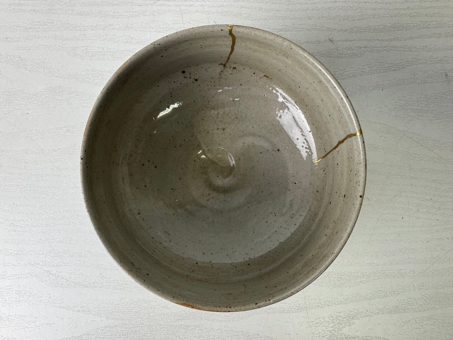 Y10090 CHAWAN Akogi-ware kintsugi bowl signed Japan antique tea ceremony pottery