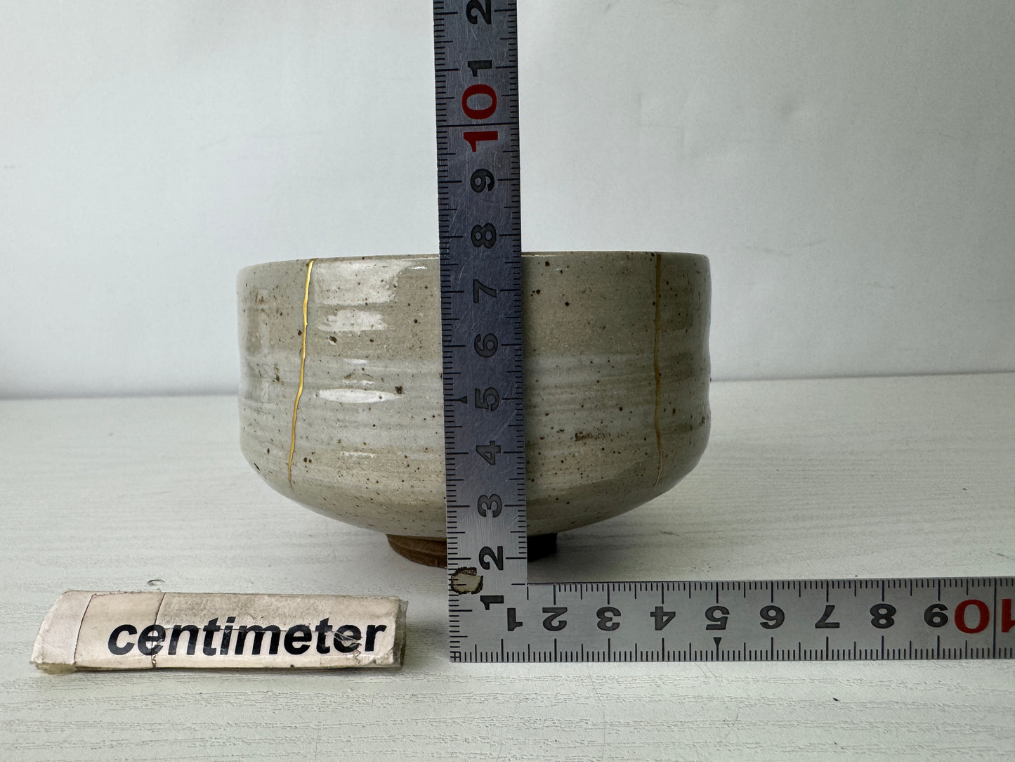 Y10090 CHAWAN Akogi-ware kintsugi bowl signed Japan antique tea ceremony pottery