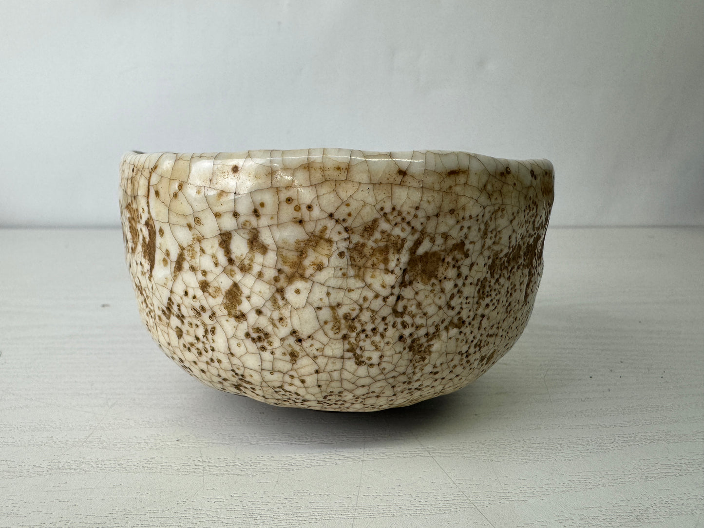 Y10091 CHAWAN Mino-ware bowl Crane signed box Japan antique tea ceremony pottery