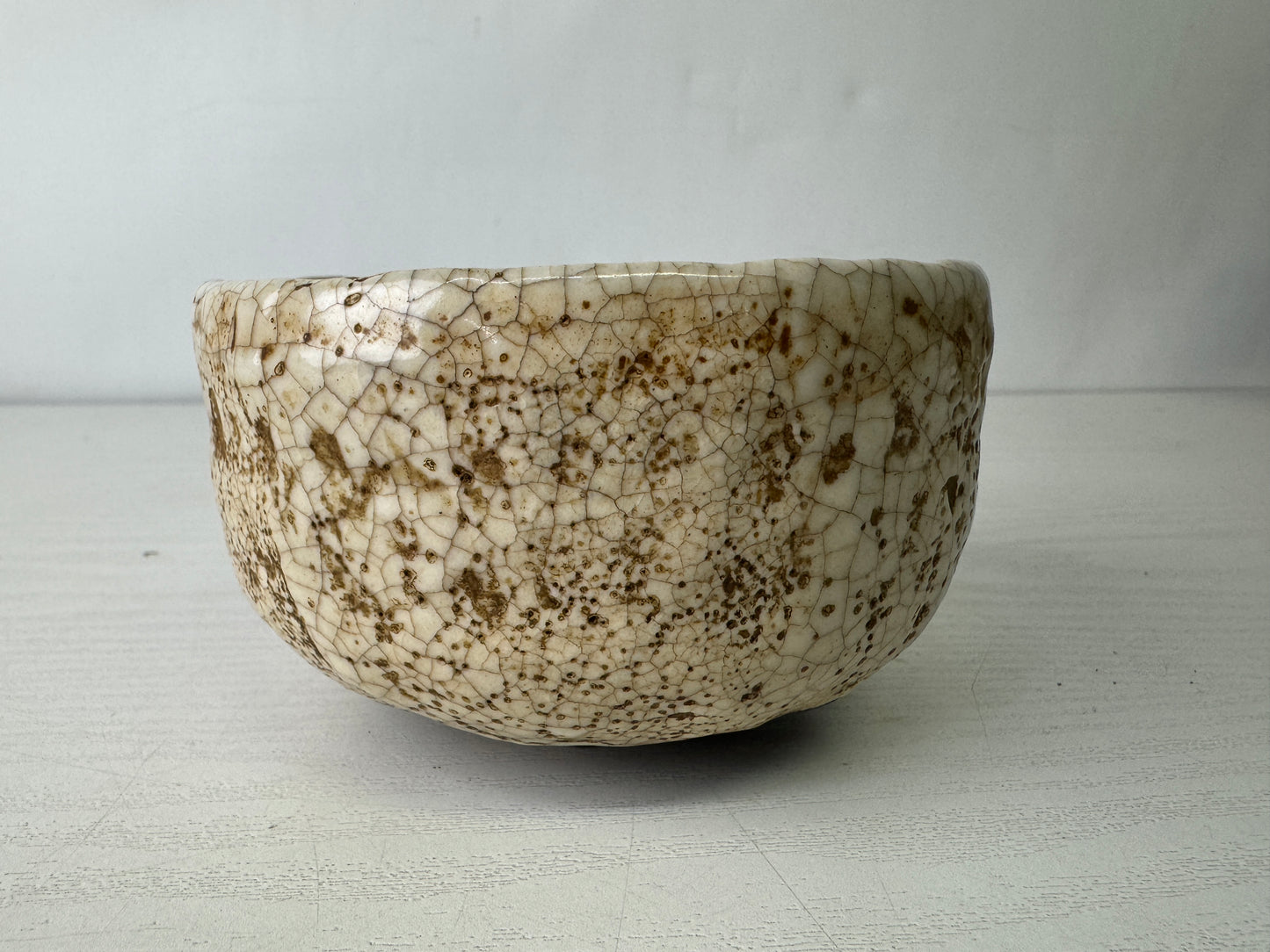 Y10091 CHAWAN Mino-ware bowl Crane signed box Japan antique tea ceremony pottery