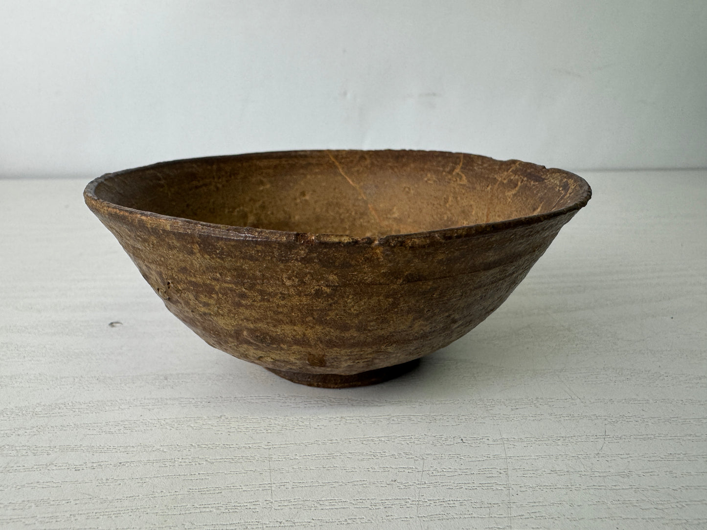Y10092 CHAWAN Mino-ware small flat bowl kintsugi Japan antique tea ceremony cup