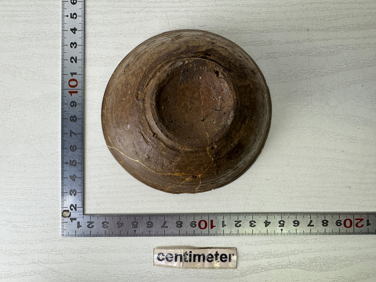 Y10092 CHAWAN Mino-ware small flat bowl kintsugi Japan antique tea ceremony cup
