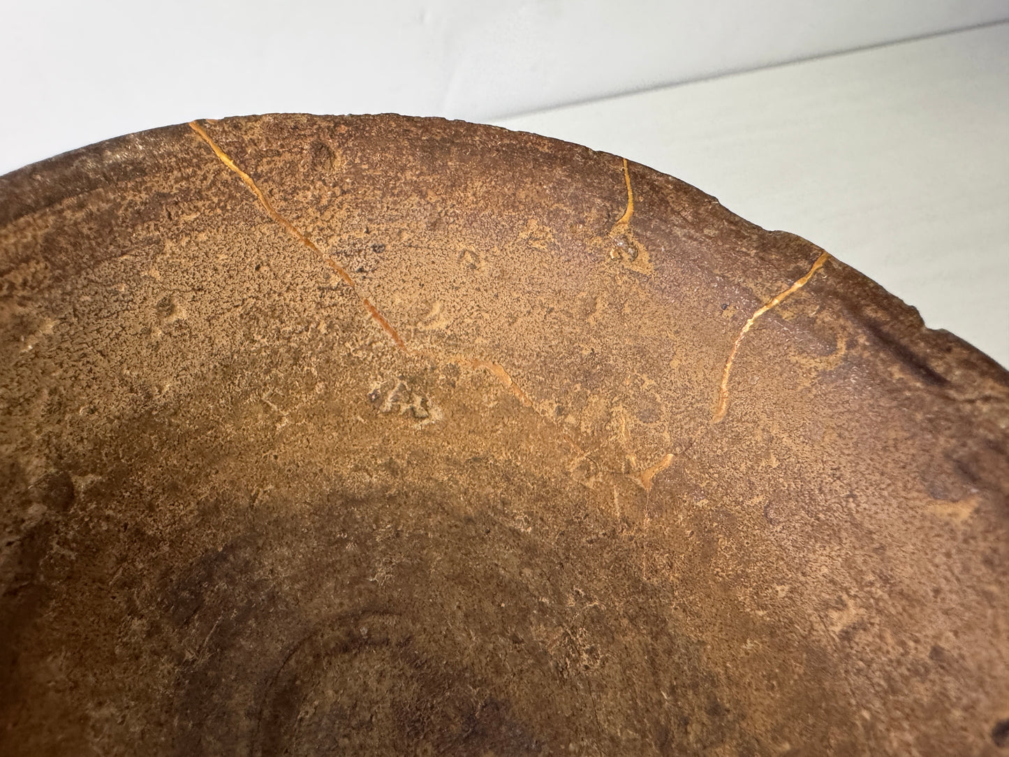 Y10092 CHAWAN Mino-ware small flat bowl kintsugi Japan antique tea ceremony cup