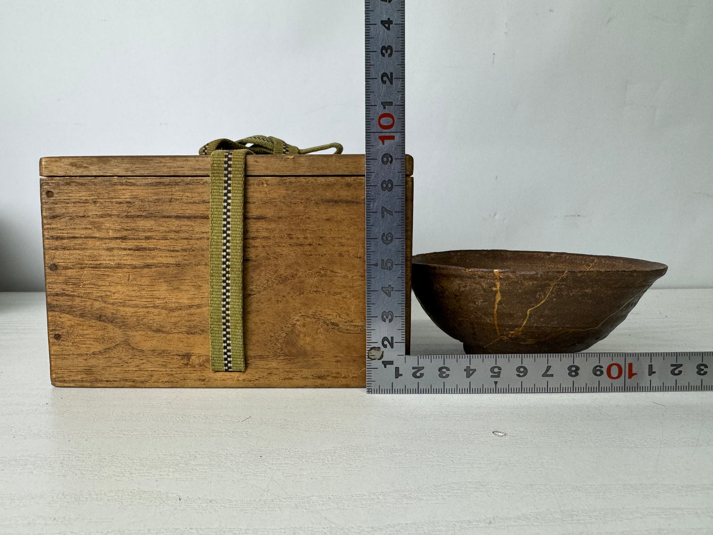 Y10092 CHAWAN Mino-ware small flat bowl kintsugi Japan antique tea ceremony cup