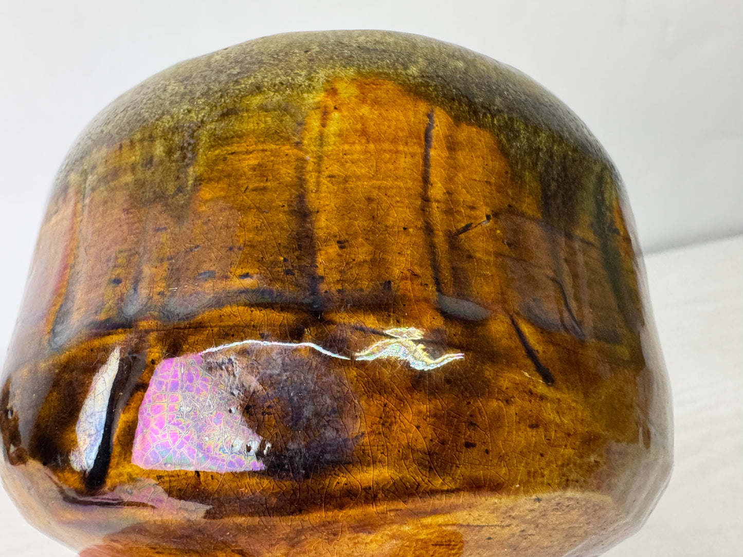 Y10093 CHAWAN Raku-ware bowl signed box Japan antique tea ceremony pottery cup