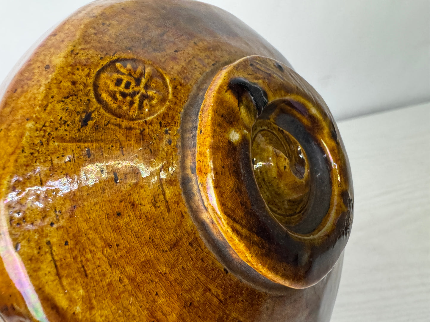 Y10093 CHAWAN Raku-ware bowl signed box Japan antique tea ceremony pottery cup
