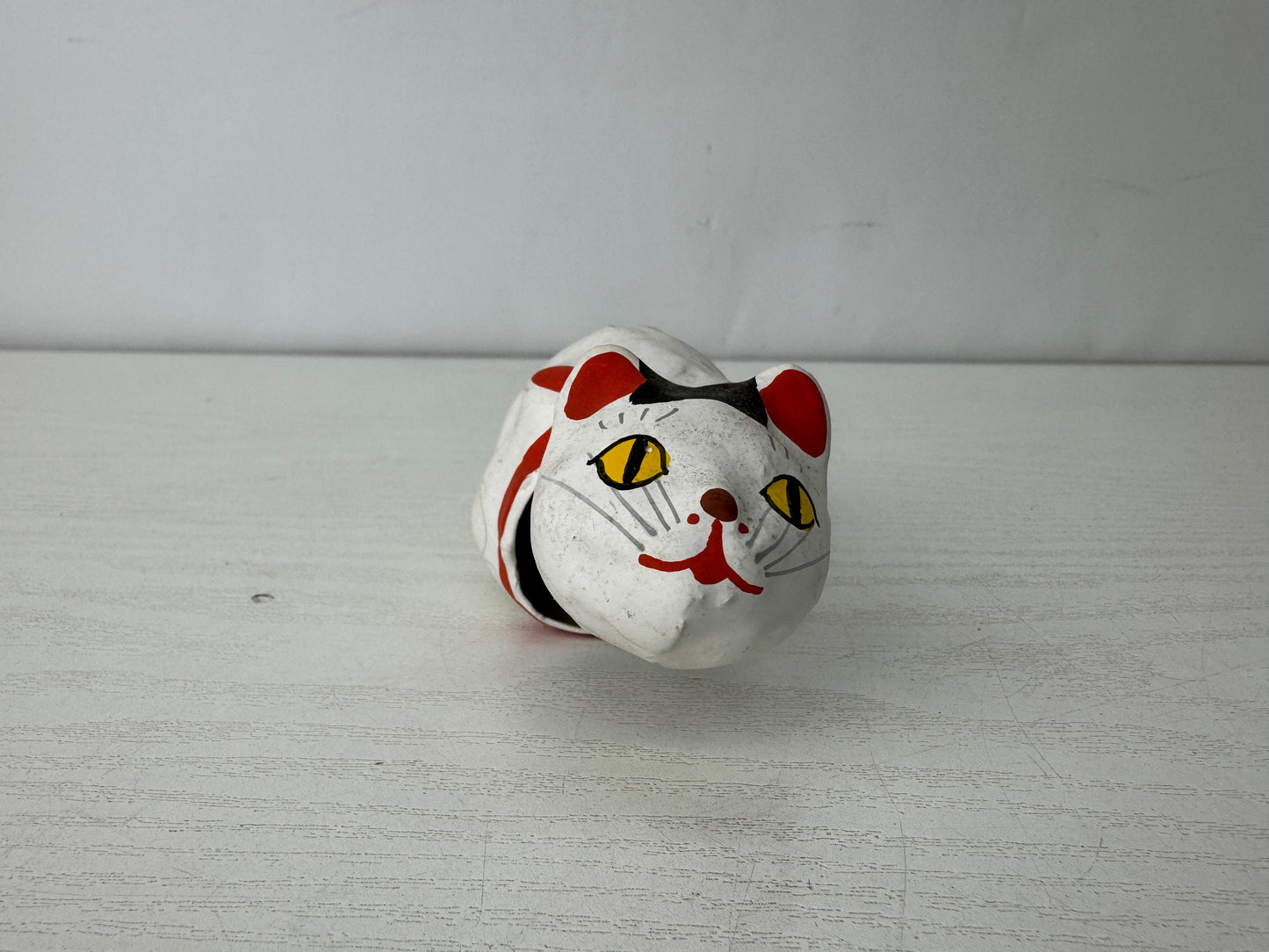 Y10097 OKIMONO Cat figure figurine bobble head doll Japan antique interior toy