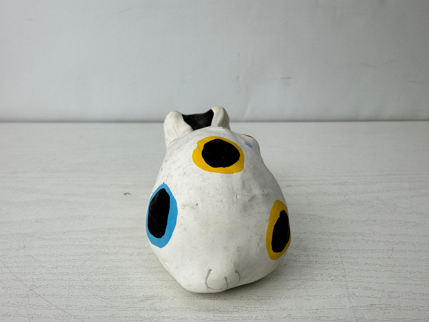 Y10097 OKIMONO Cat figure figurine bobble head doll Japan antique interior toy