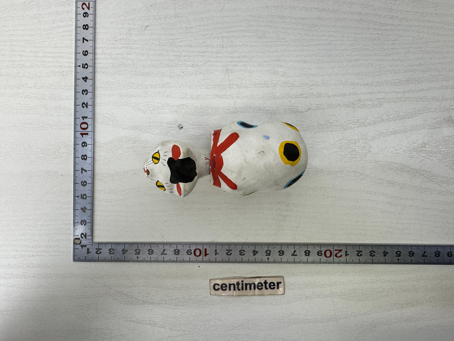 Y10097 OKIMONO Cat figure figurine bobble head doll Japan antique interior toy