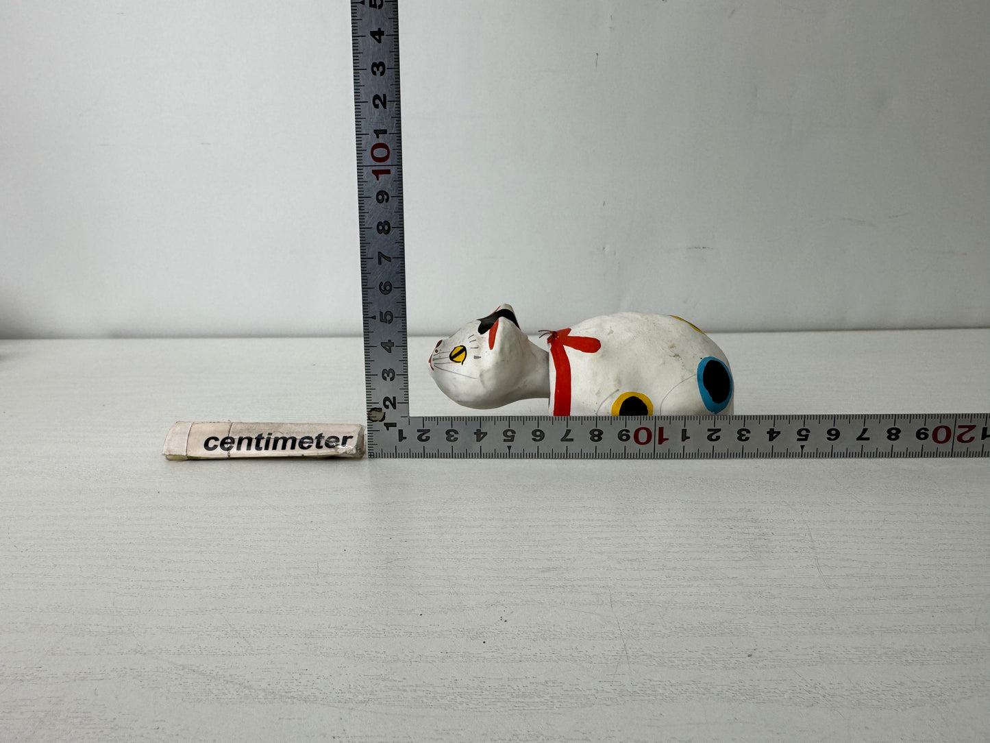 Y10097 OKIMONO Cat figure figurine bobble head doll Japan antique interior toy