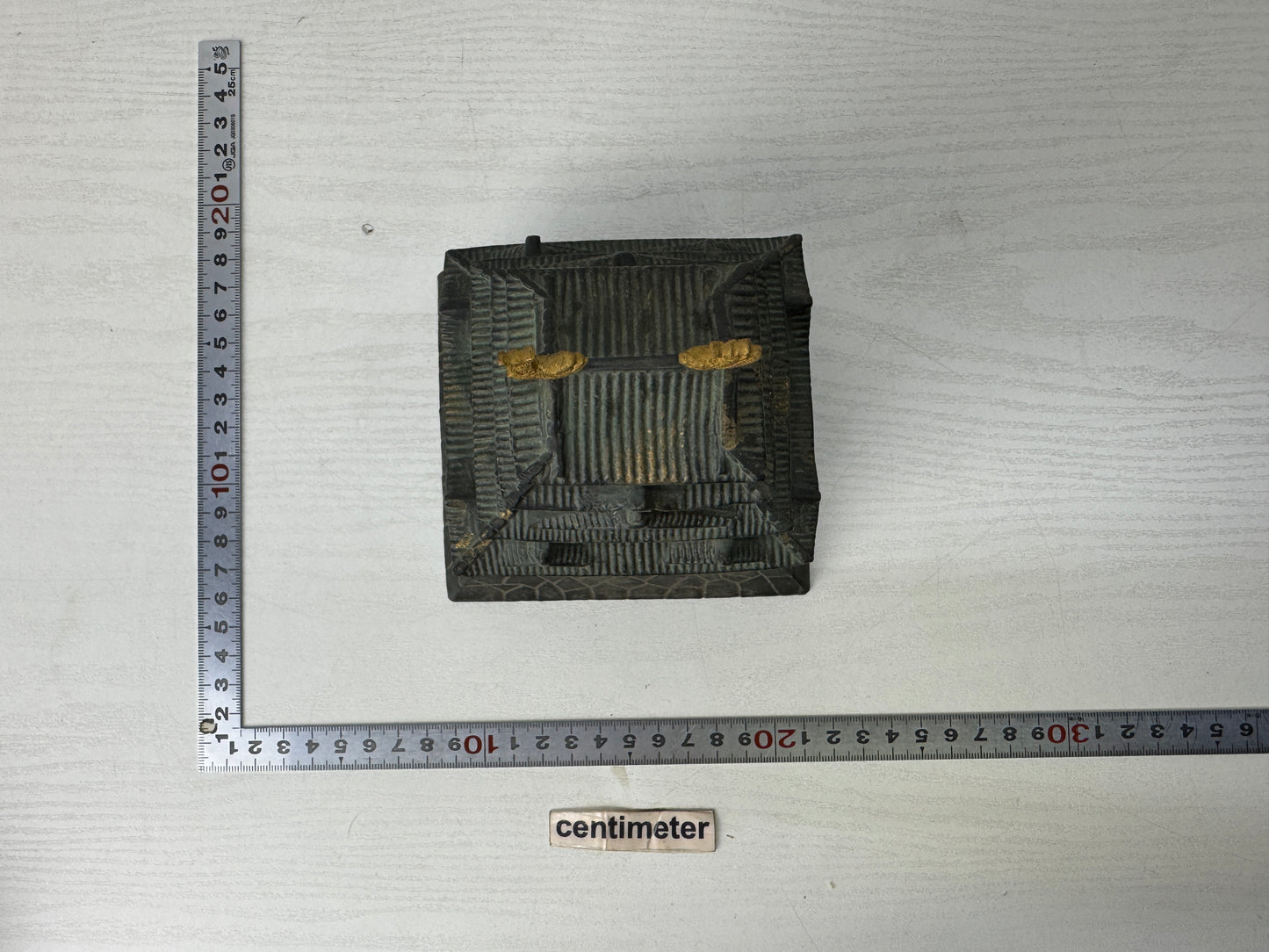 Y10100 OKIMONO metal Nagoya Castle figure figurine box Japan antique interior