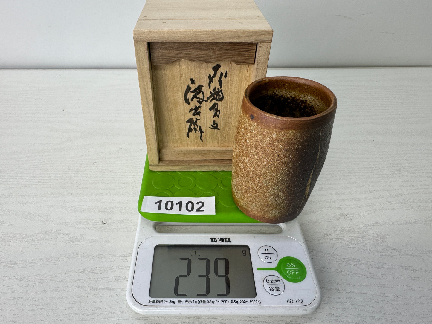 Y10102 YUNOMI Seto-ware teacup signed box Crane Japan antique sencha tea cup