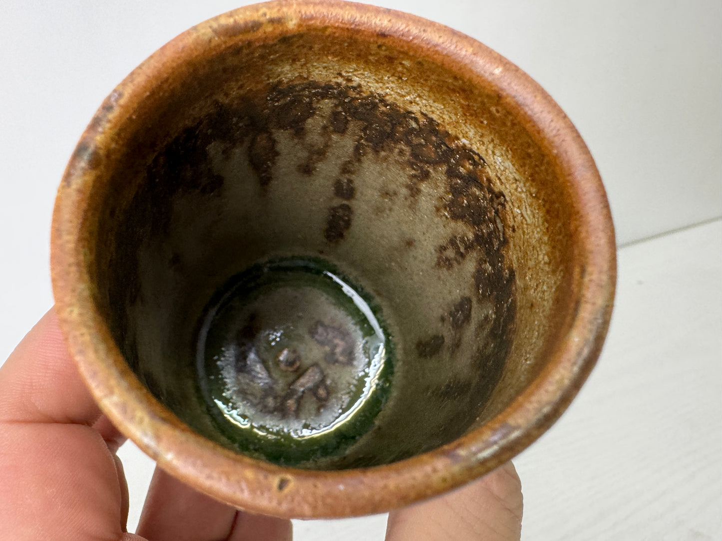 Y10102 YUNOMI Seto-ware teacup signed box Crane Japan antique sencha tea cup