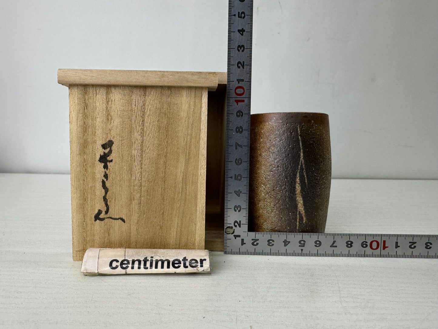 Y10102 YUNOMI Seto-ware teacup signed box Crane Japan antique sencha tea cup