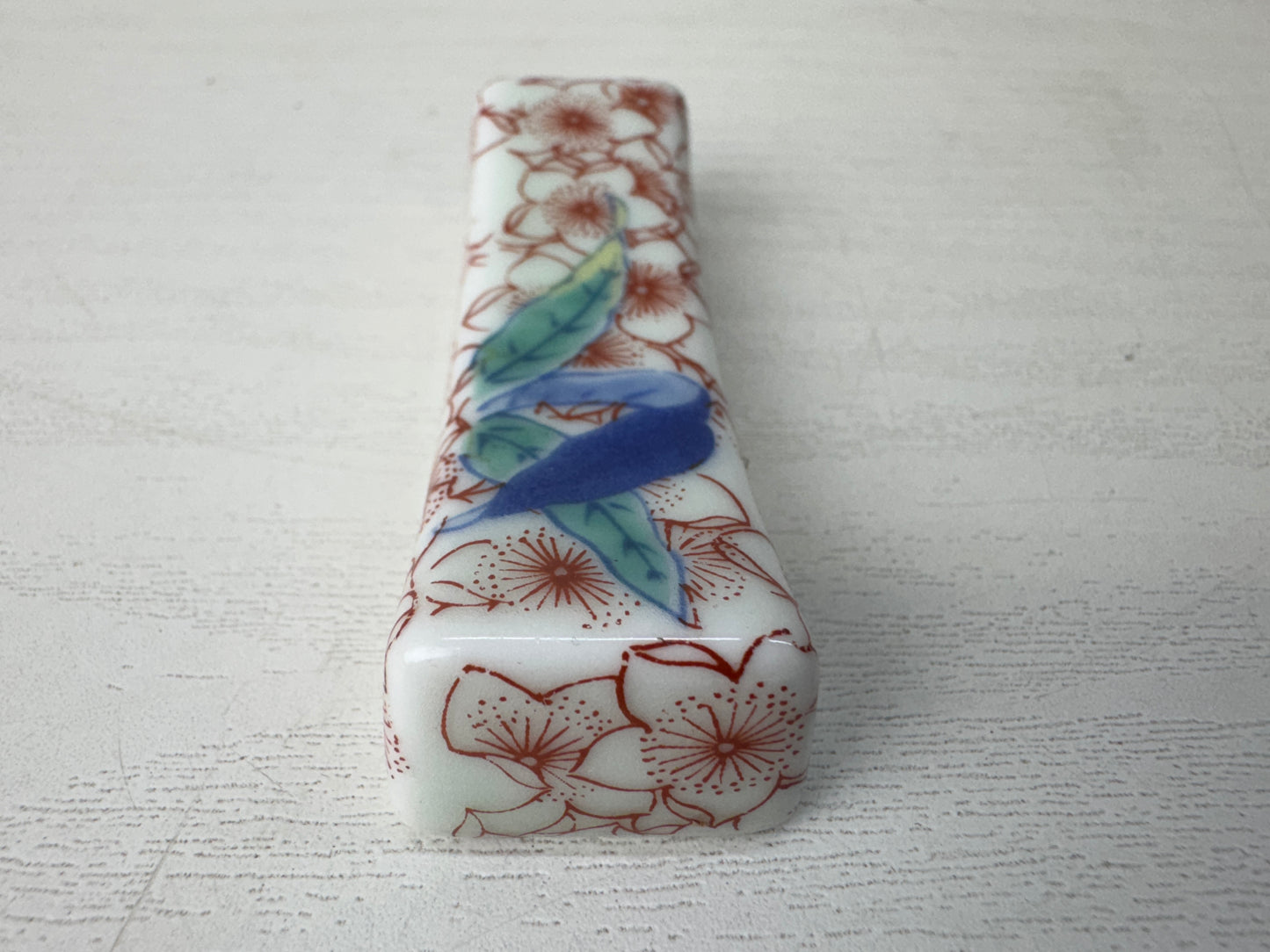 Y10104 OKIMONO Arita-ware Chopstick rest Cherry blossom petal Japan antique