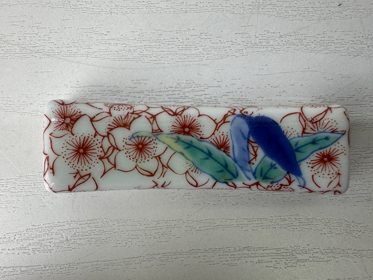 Y10104 OKIMONO Arita-ware Chopstick rest Cherry blossom petal Japan antique