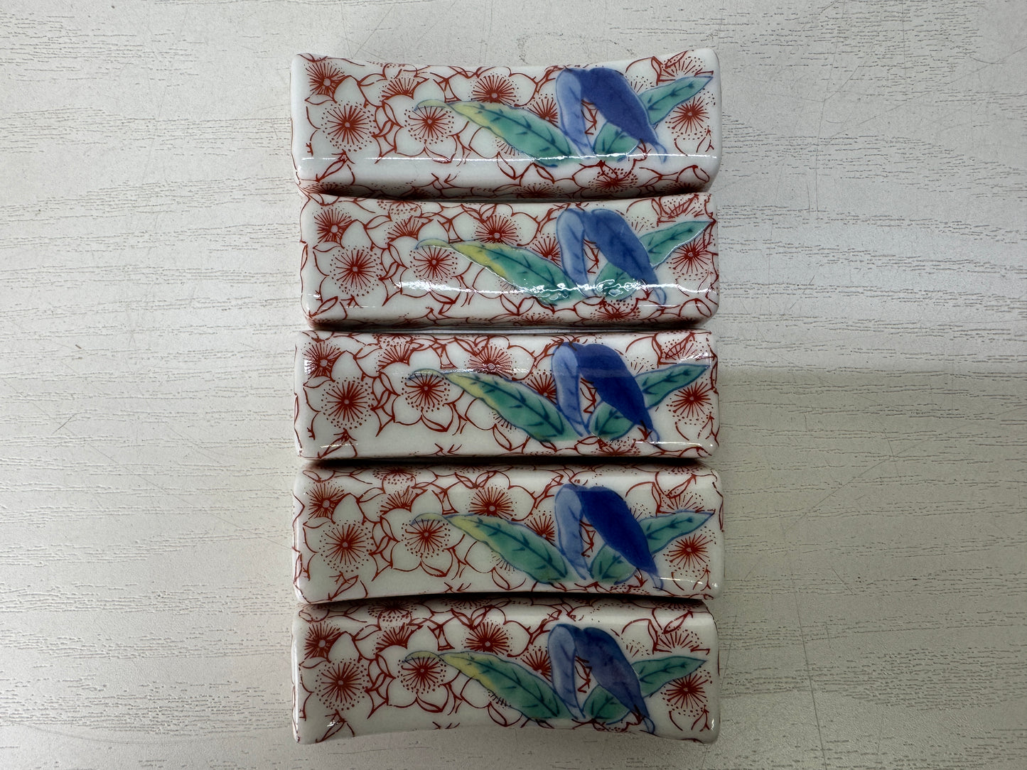 Y10104 OKIMONO Arita-ware Chopstick rest Cherry blossom petal Japan antique