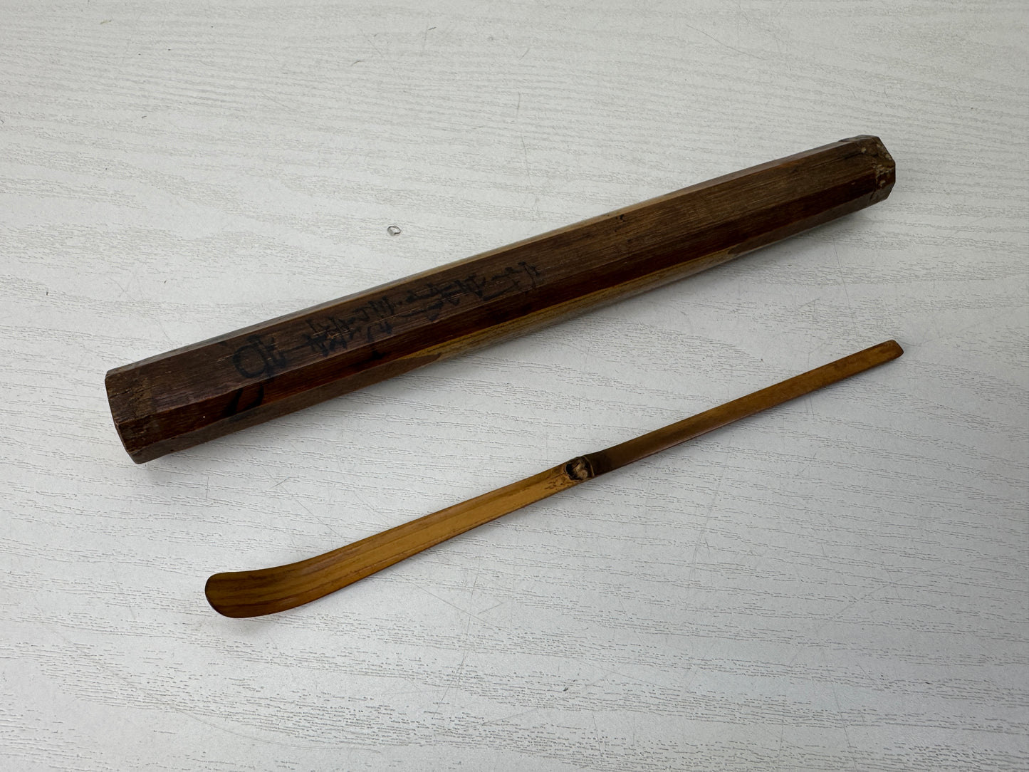 Y10107 CHASHAKU Bamboo scoop spoon signed box Japan Tea Ceremony utensil antique