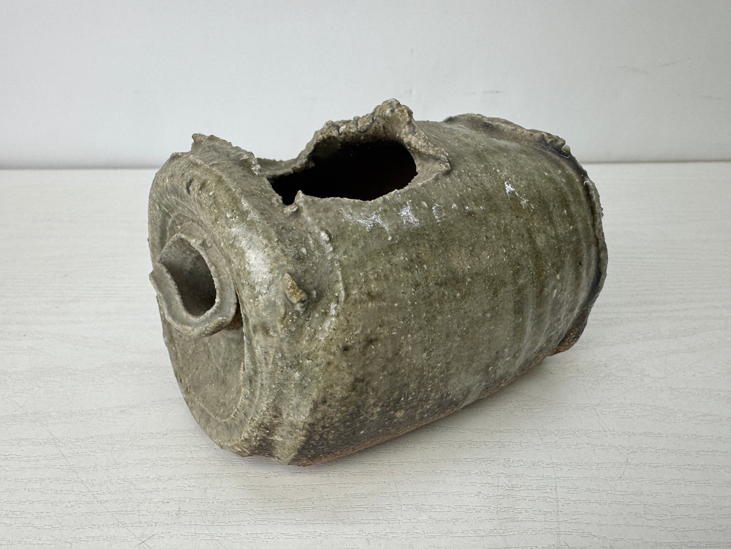 Y10108 FLOWER VASE Shigaraki-ware deformed modern art Japan ikebana floral decor